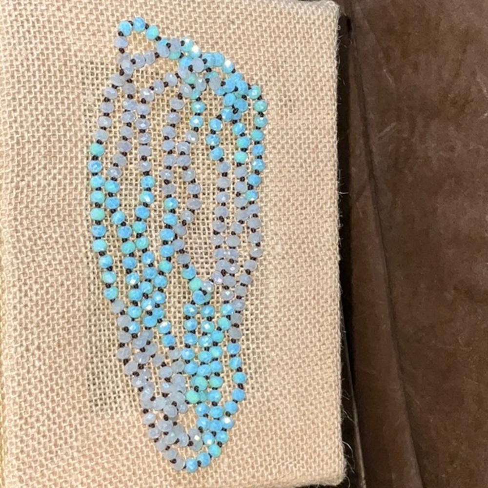 Sparkly Faceted Beads Formed Into A Long Continuous Strand Necklace Unsigned